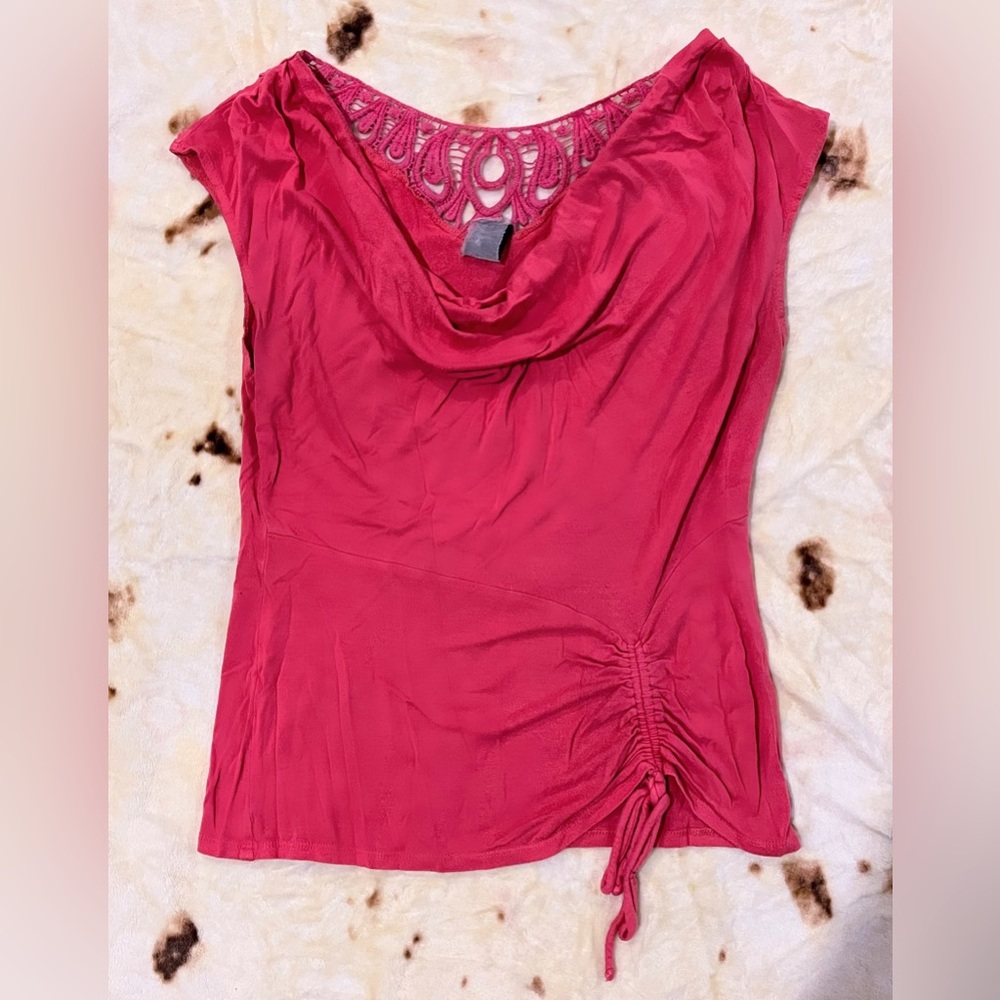 Wrapper Scoop-neck Salmon Top Size M